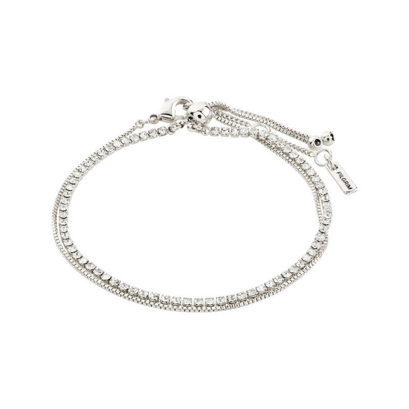 pilgrim mille silver crystal bracelet
