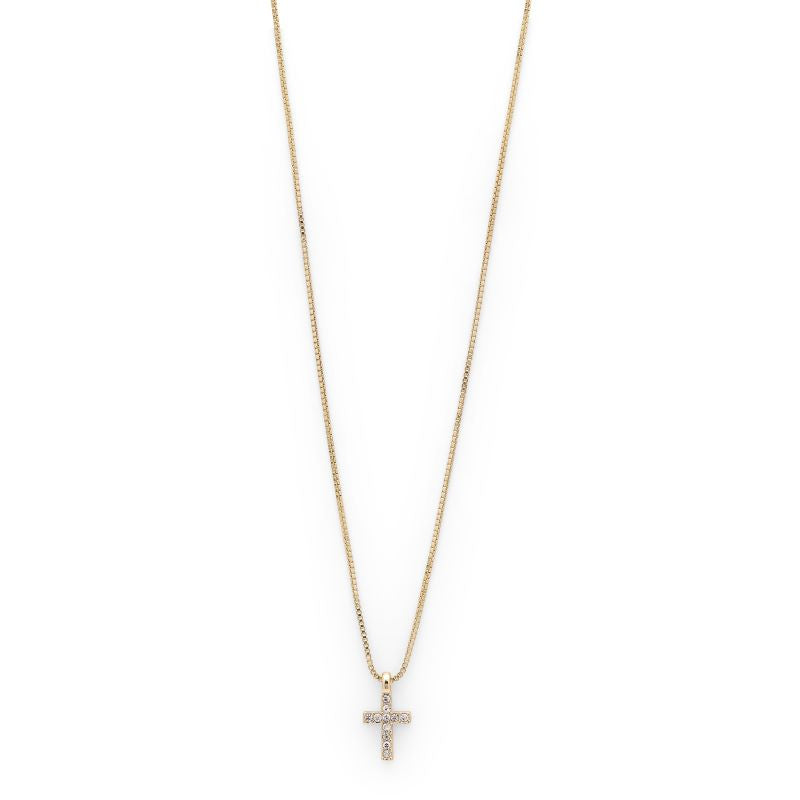pilgrim clara cross gold crystal necklace