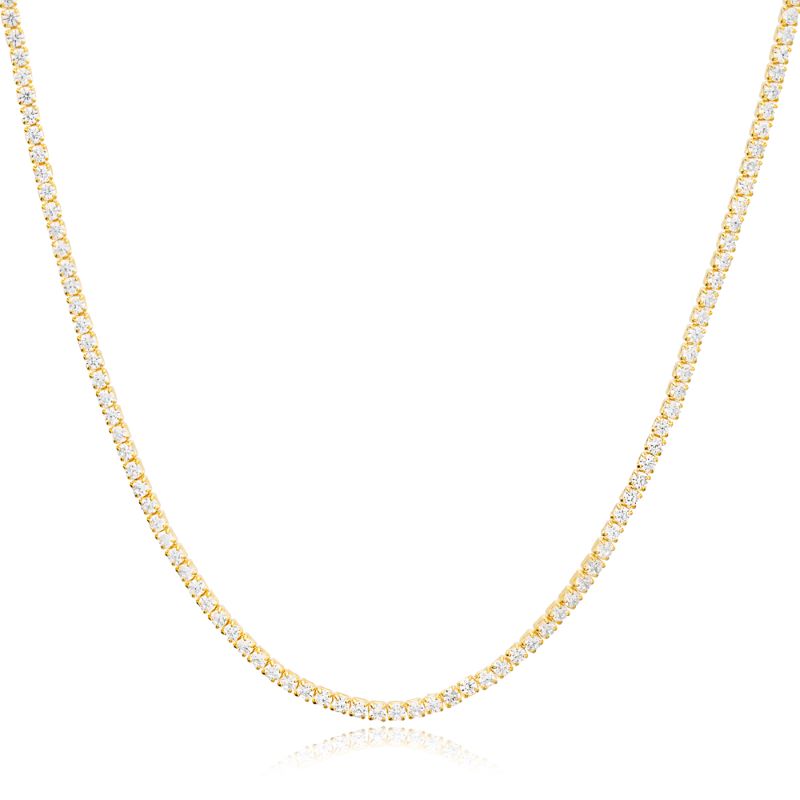 theia square zirconia gold tennis necklace