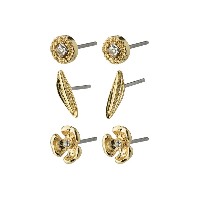 pilgrim echo 3-in-1 gold stud earring set