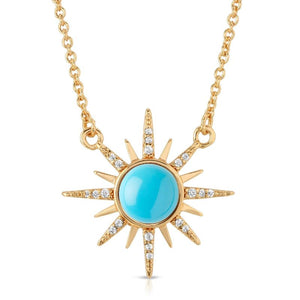 elizabeth stone starburst gemstone turquoise gold necklace