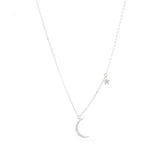 tai moon star necklace silver cz