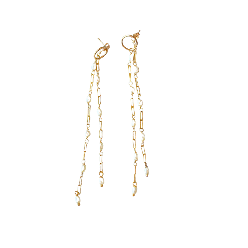 joanna bisley cecily double strand gold fw pearl earring