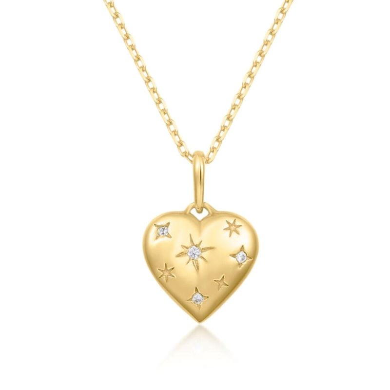 elizabeth stone cosmic gold heart necklace