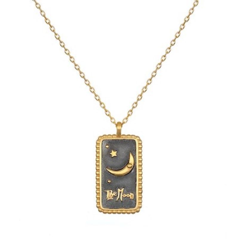 satya moon tarot card gold pendant necklace