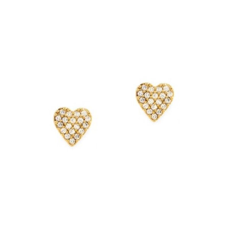 tai cz gold heart stud earring