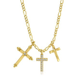 elizabeth stone roman cross gold trio pendant necklace