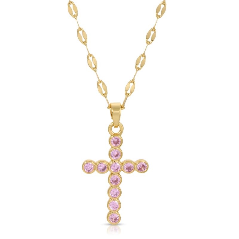joy dravecky francesca gold pink cross necklace