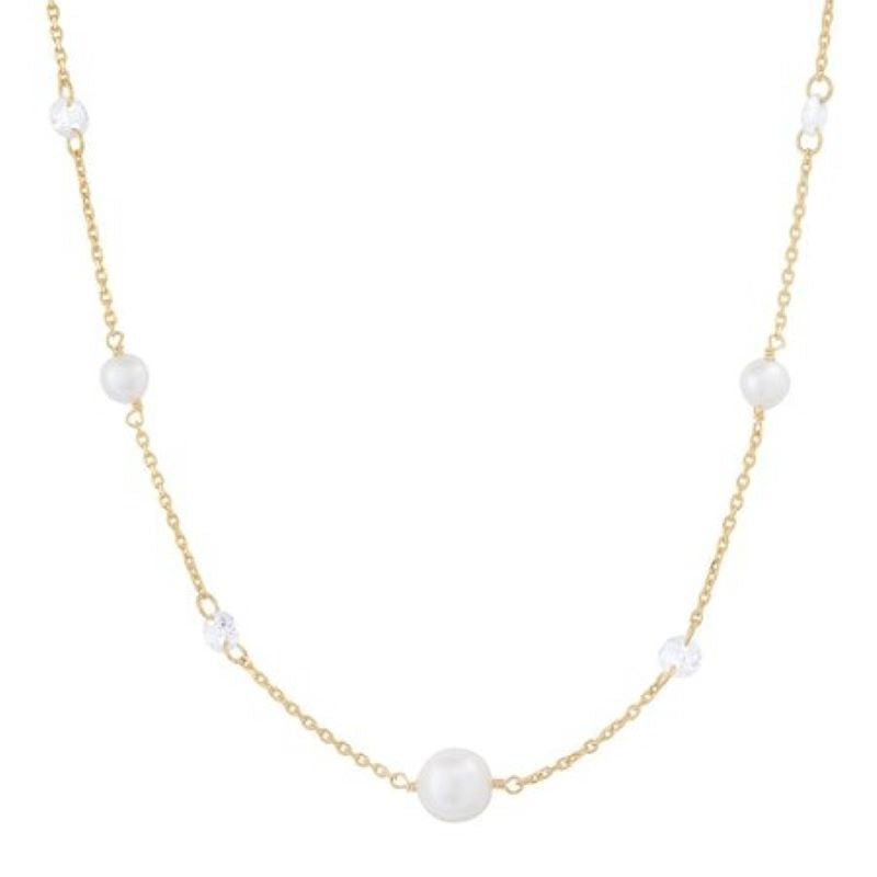 tai pearl cz gold necklace