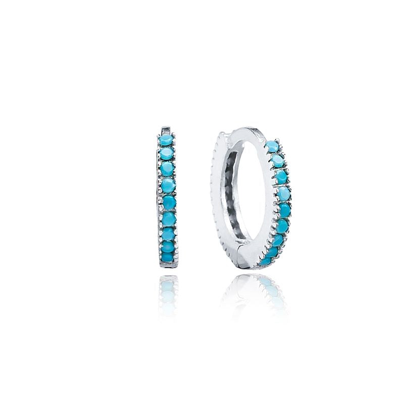 theia silver turquoise hoop earring