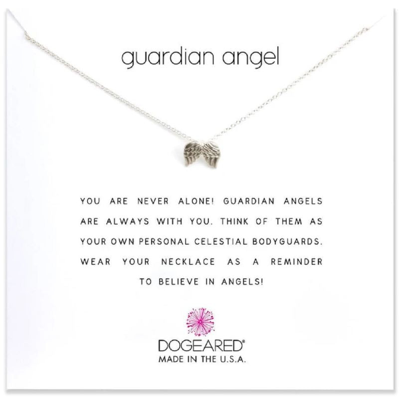 dogeared guardian angel wings silver necklace