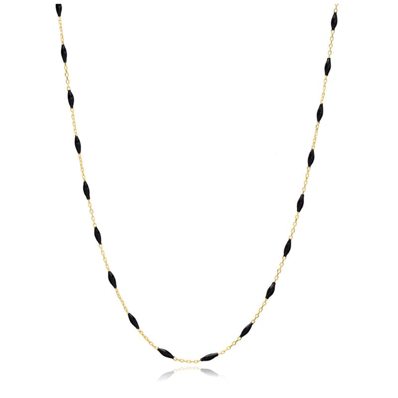 theia black gold enamel chain necklace