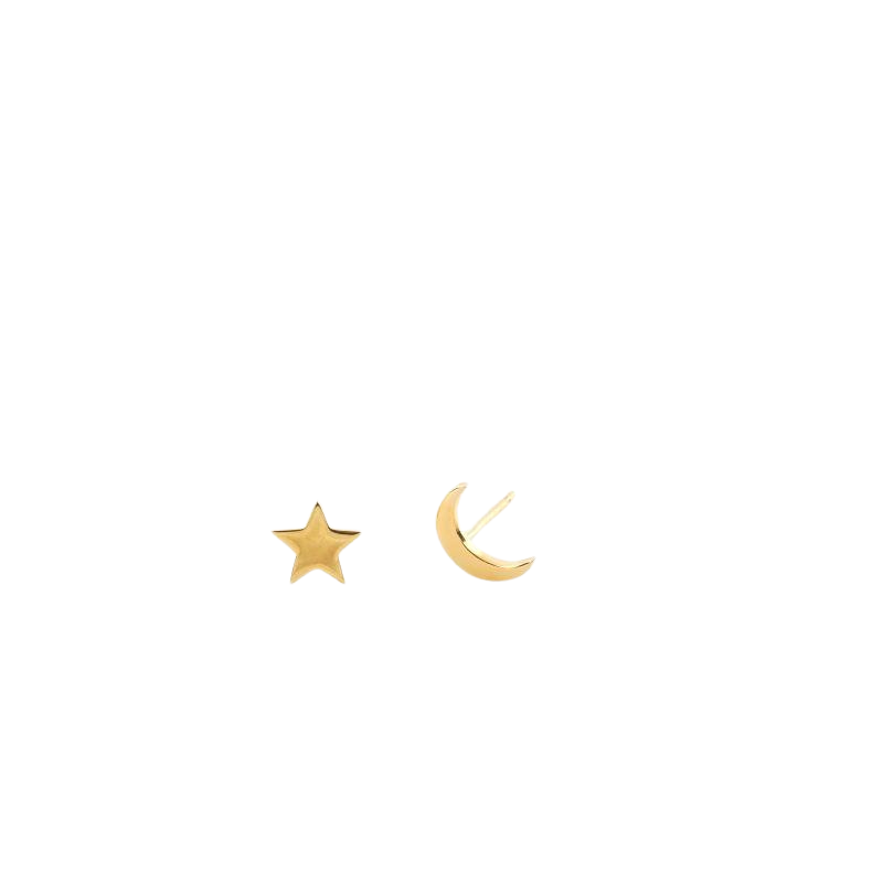 tashi gold moon star stud earring gold