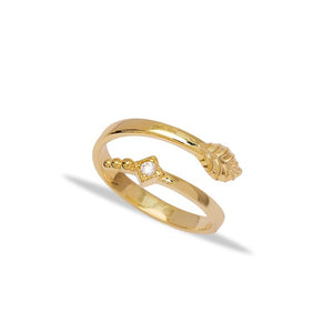 theia leaf adjustable gold ring
