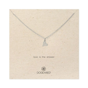 dogeared love is the answer heart silver necklace