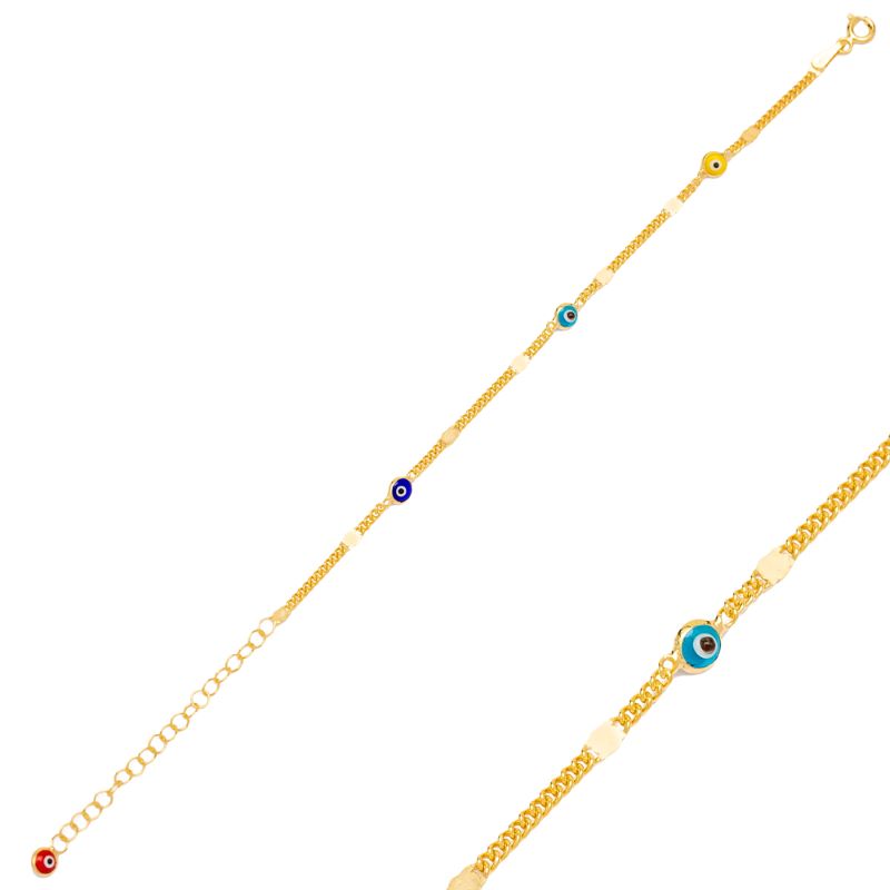 theia gold colourful evil eye bracelet