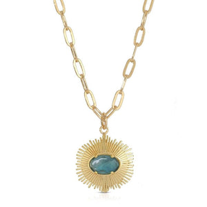 elizabeth stone mini supernova blue tourmaline gold necklace