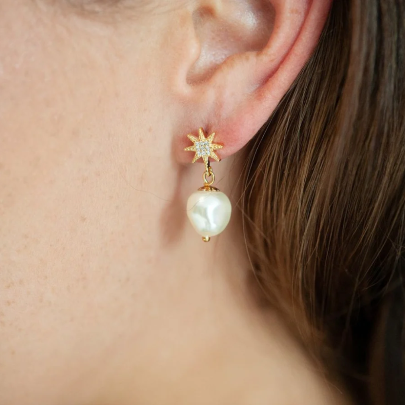 joanna bisley stella gold pearl teardrop earring
