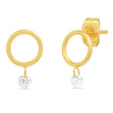 tai gold open circle stud with cz dangle earring