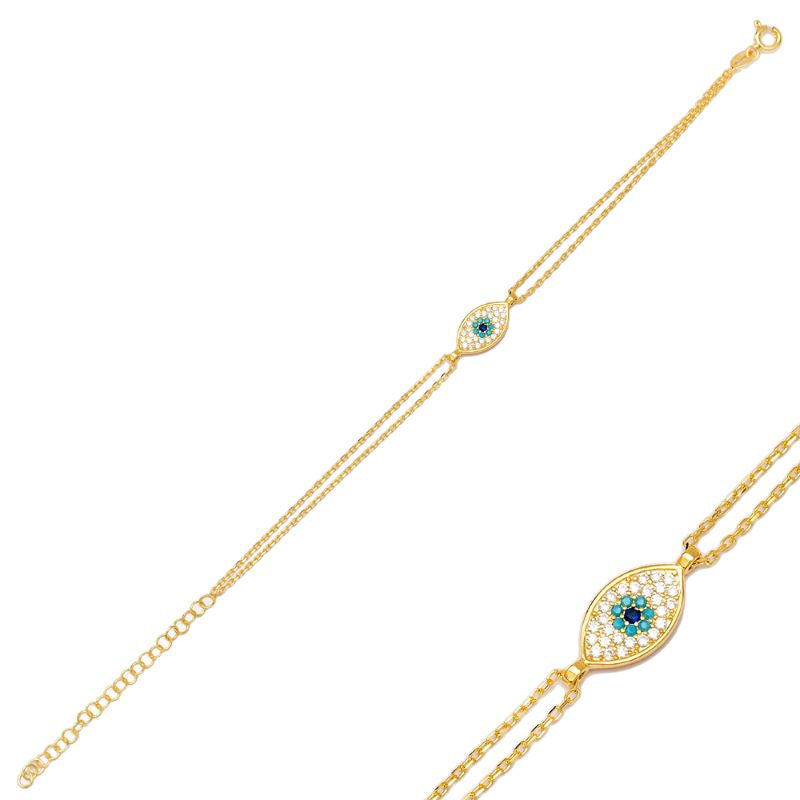 theia turkish evil eye gold charm bracelet