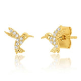 tai cz gold hummingbird stud earring