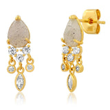 Teardrop Stud w/ CZ Dangles