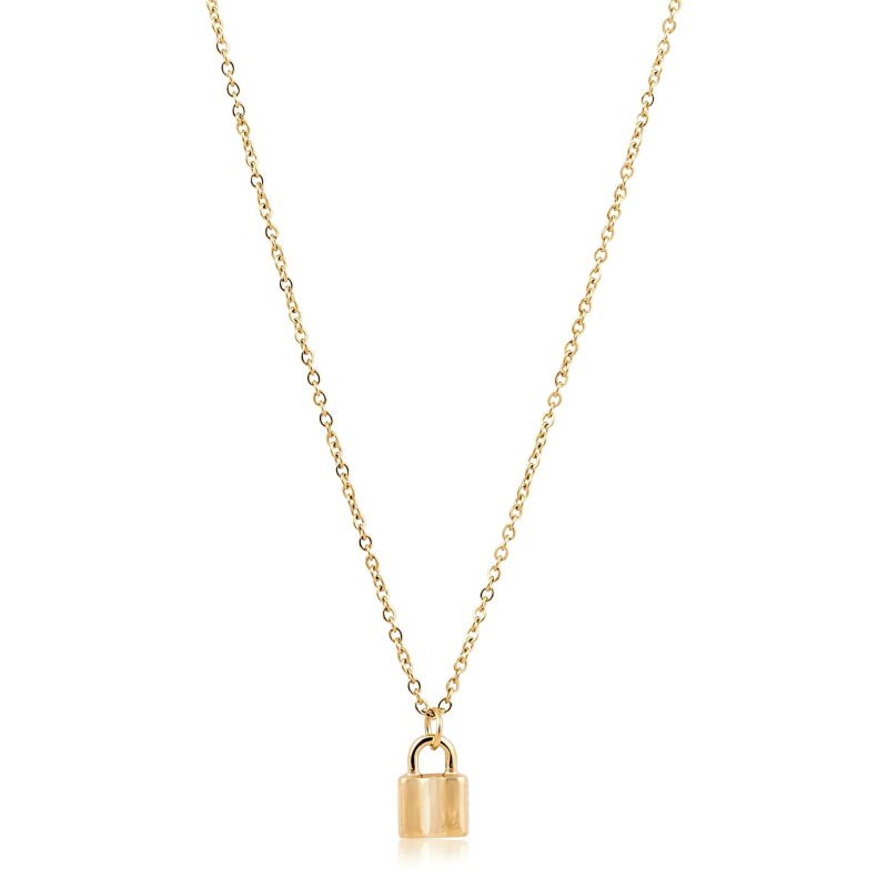 sahira gold mini lock necklace