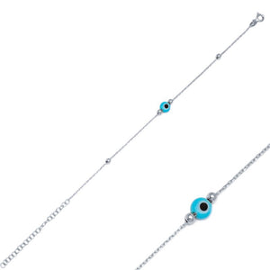 theia tiny evil eye charm bracelet rhodium