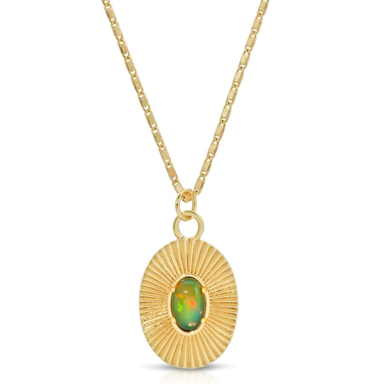 elizabeth stone aura pendant gold ethiopian opal necklace