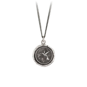 pyrrha hummingbird silver talisman necklace