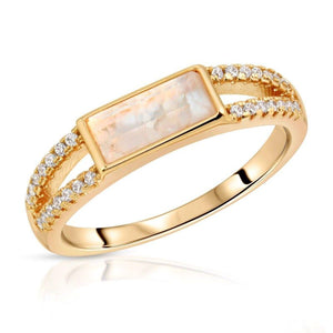 elizabeth stone baguette gemstone mother of pearl gold ring