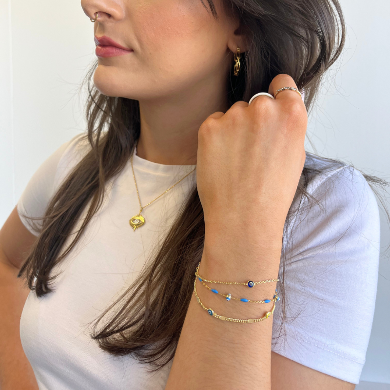 theia evil eye gold bracelets