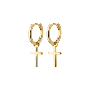 pilgrim daisy gold hoop cross earring