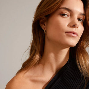 pilgrim daisy gold hoop cross earring