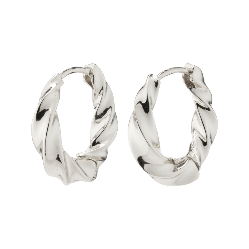 pilgrim taffy silver medium swirl hoop earring