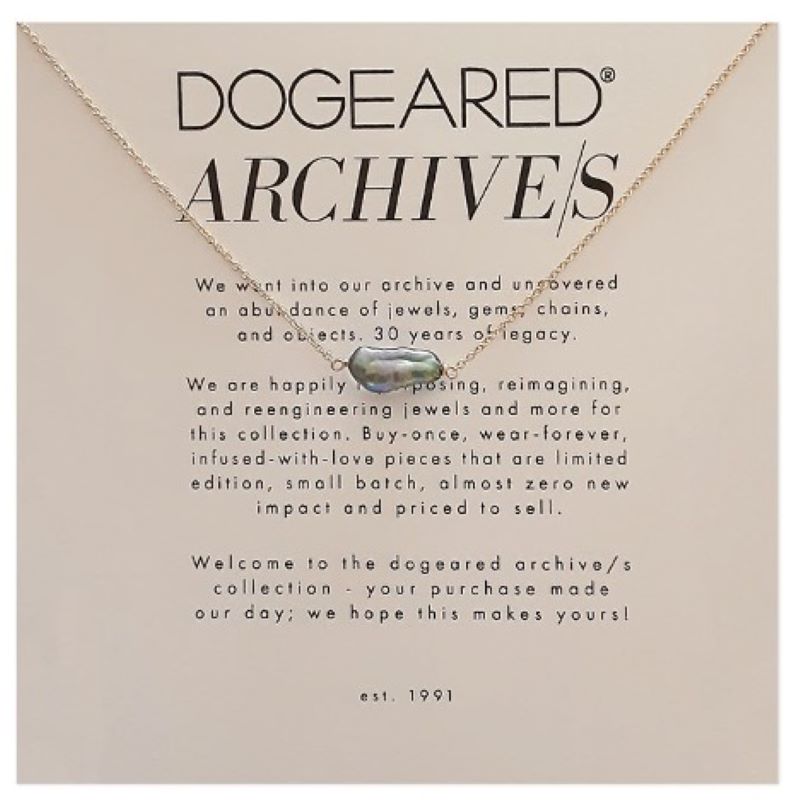 dogeared archive collection gold freshwater blue peacock pearl necklace
