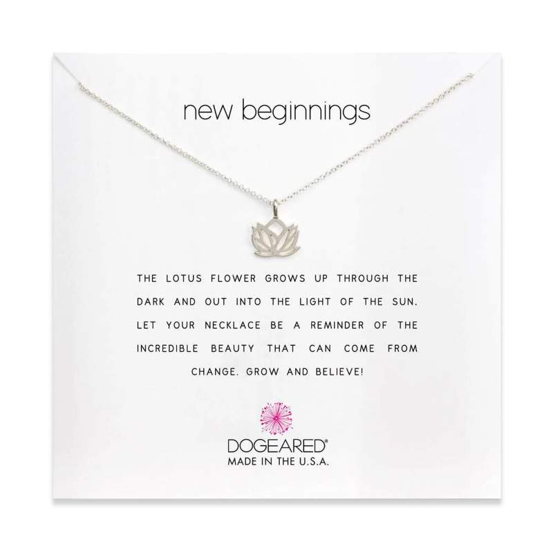 dogeared new beginnings lotus silver necklace