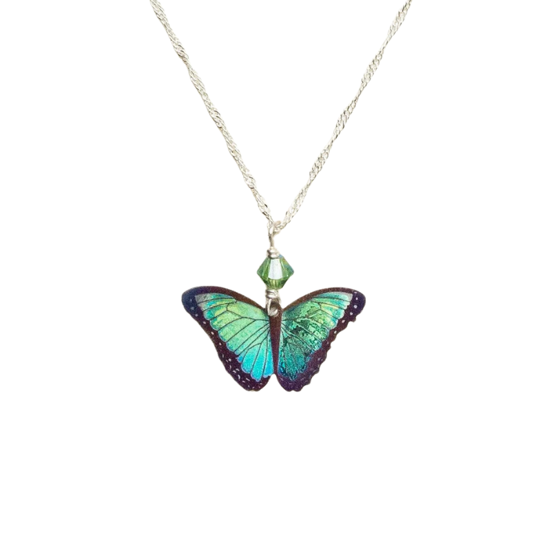 holly yashi bella butterfly pendant necklace green flash niobium