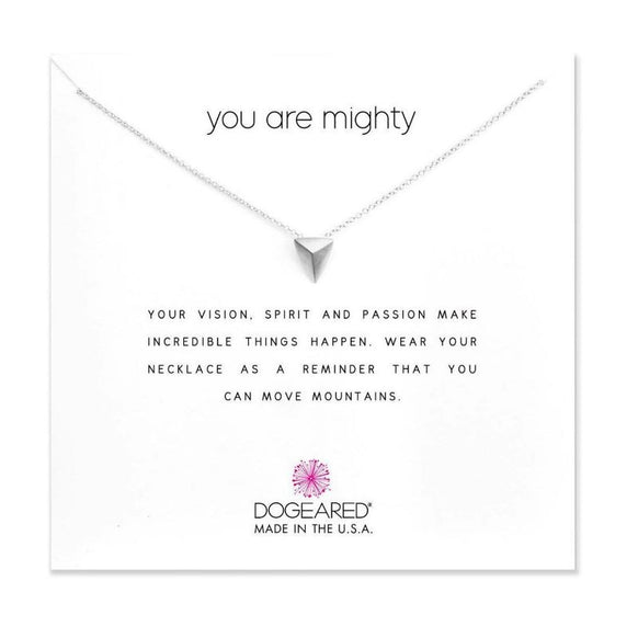 dogeared you are mighty pyramid silver necklace