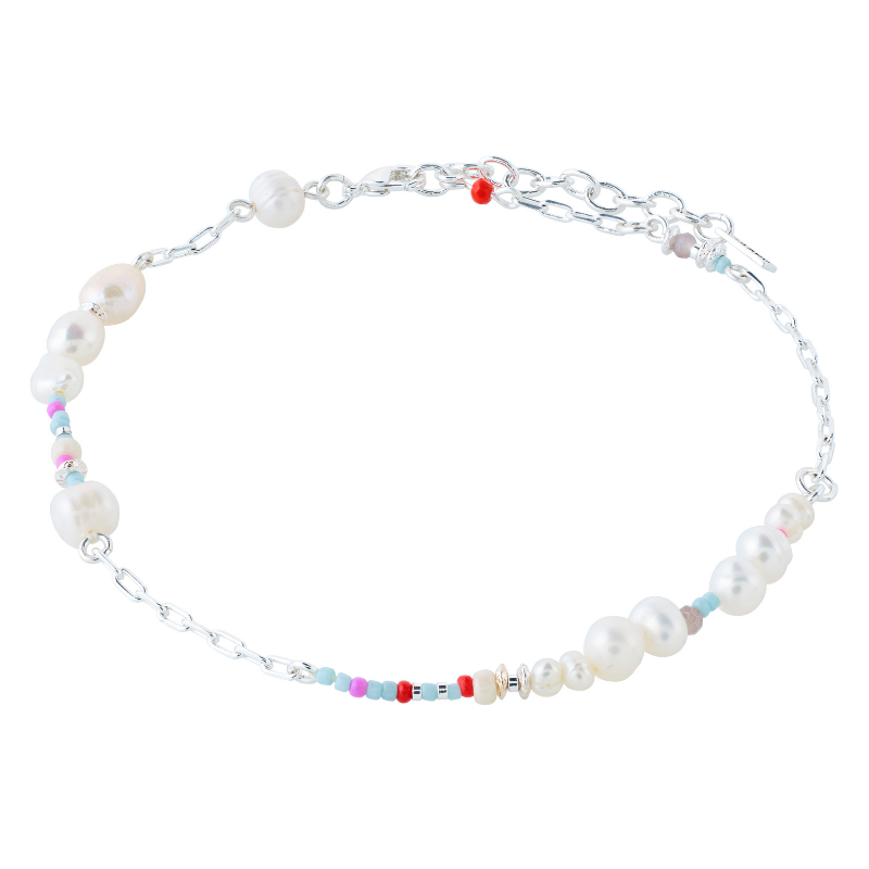 pilgrim ilsa pearl bead silver anklet