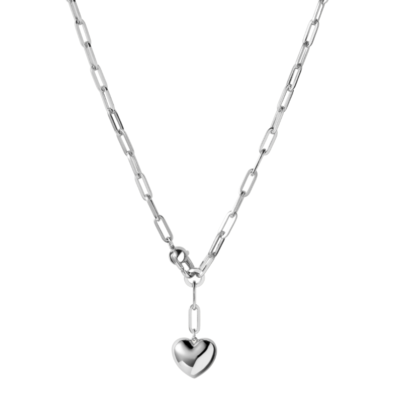 jenny bird puffy heart silver chain necklace