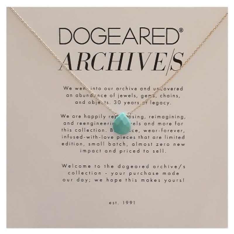 dogeared archive collection gold turquoise howlite briolette necklace