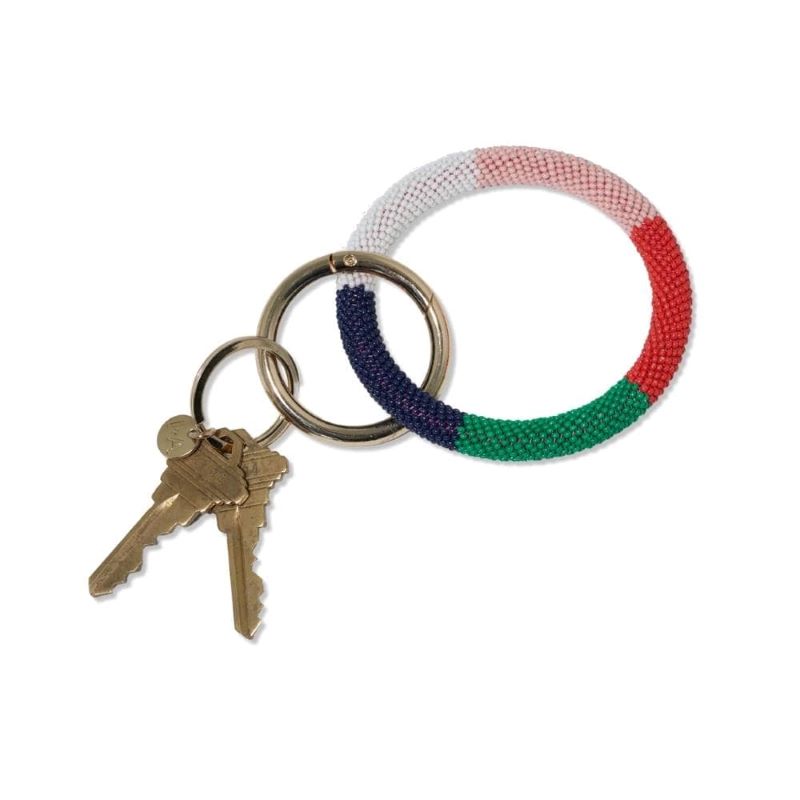 ink and alloy chloe five colour blocks beaded key ring st. tropez