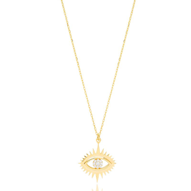 theia turkish evil eye gold charm necklace