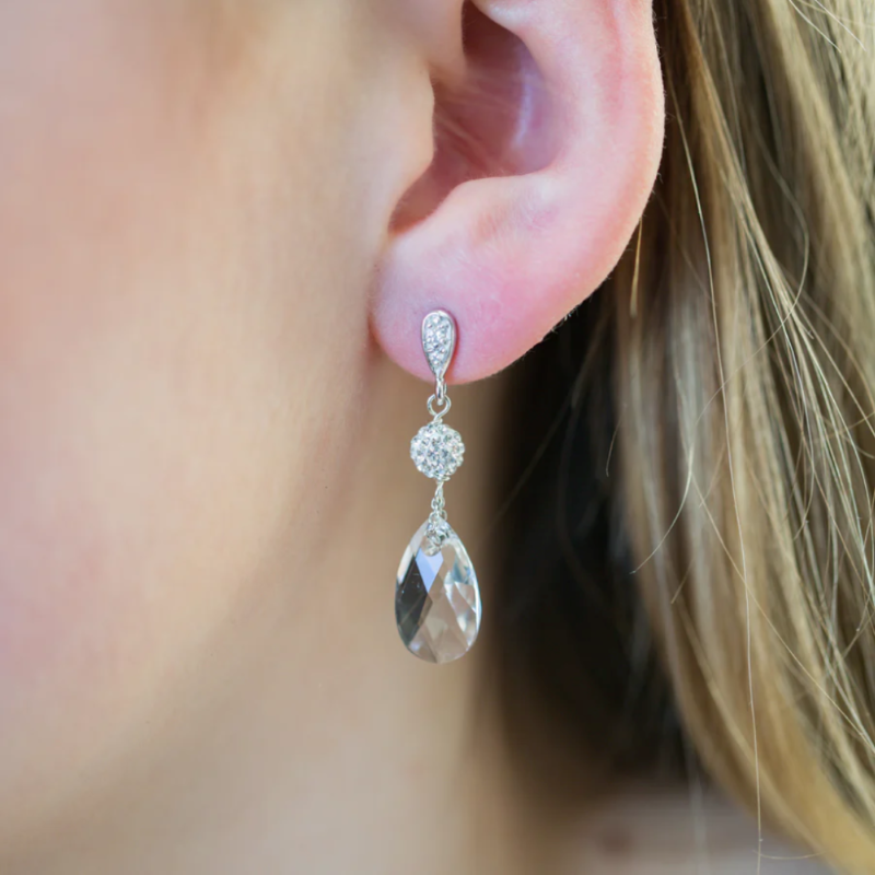 joanna bisley mila silver clear crystal drop earring