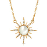 elizabeth stone gemstone starburst gold mother of pearl necklace